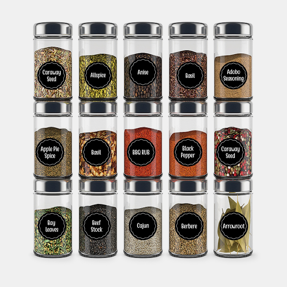 Kitchen.Baking Labels - 144 قطعة ملصقات توابل مستطيلة مقاومة