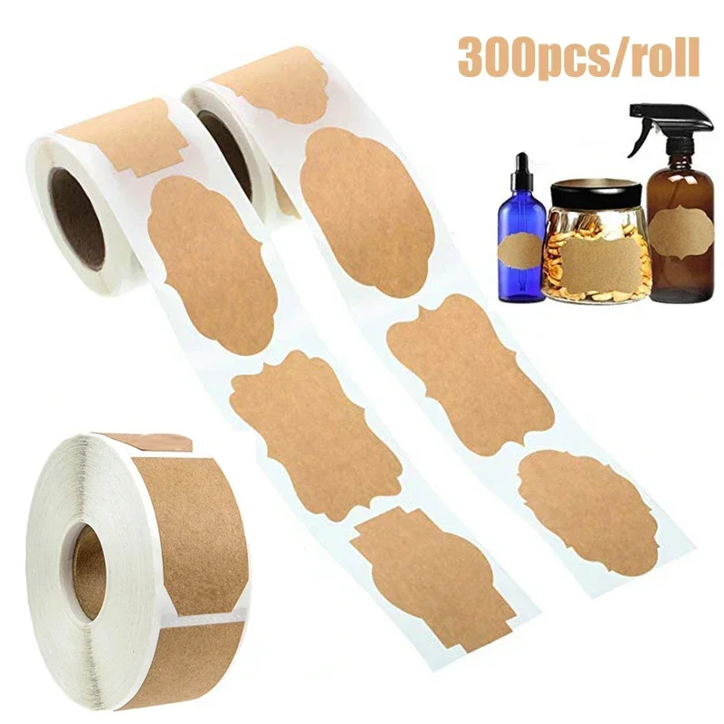 Kitchen.Baking Labels - 300 قطعة ملصق كرافت مكتوب بخط