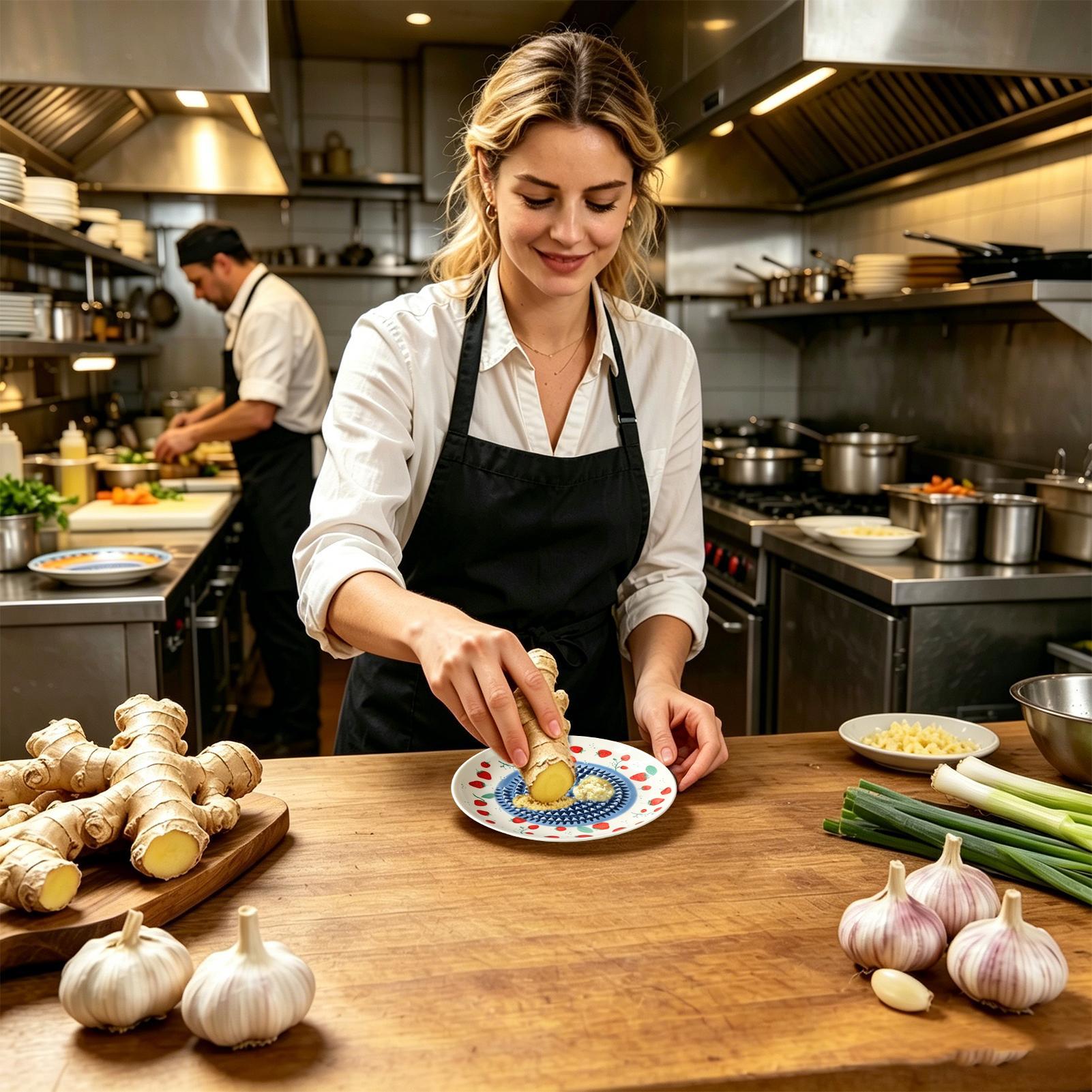 Kitchen Job - مبشرة الثوم والزنجبيل السيراميكية الدائرية، أداة