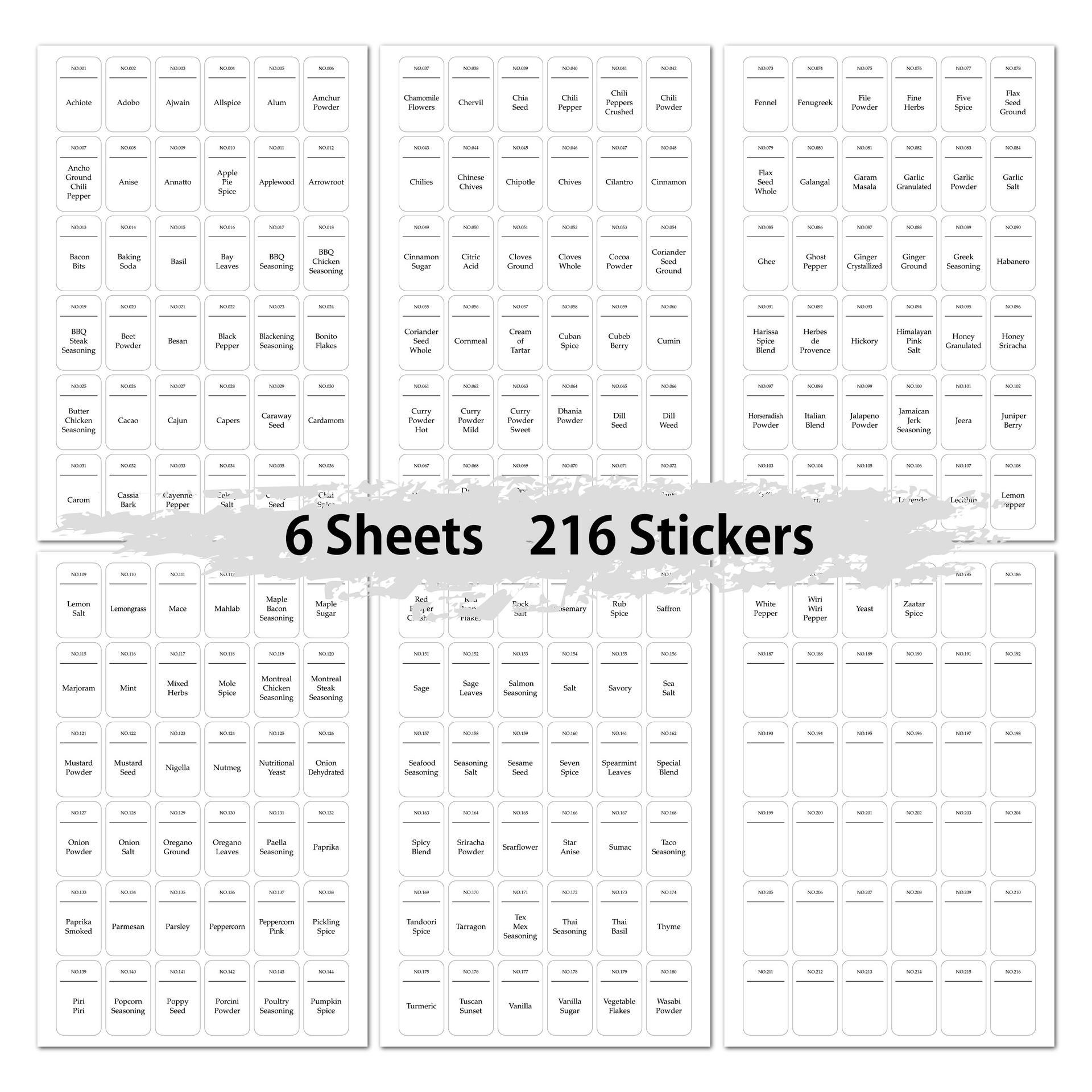 216 قطعة ملصقات جرة توابل المط - مراجعة Kitchen.Baking Labels وسعره